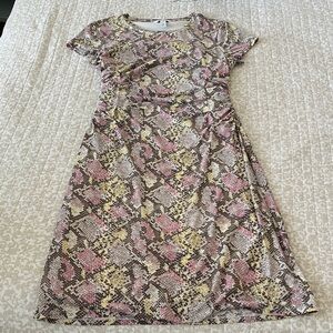 Nine West Pink and Yellow Snake Print Dress